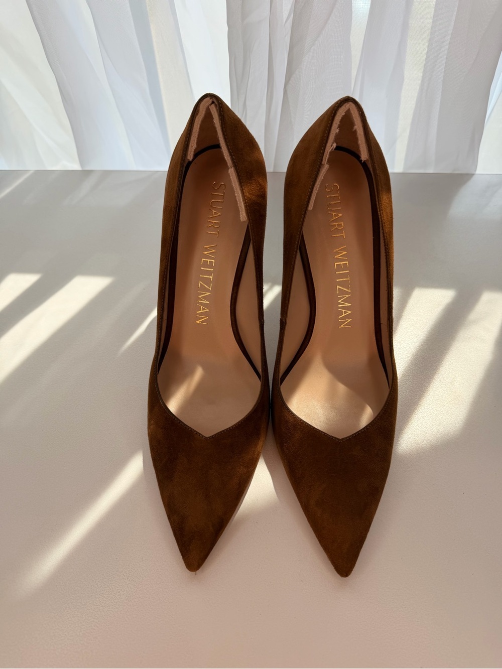 NWT Stuart Weitzman Anny Suede Pumps Coffee Brown Leather with dust bag - Picture 4 of 8